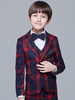 Red Ring Bearer Outfit Hochzeit Jungen Anzüge Tuxedo Plaid Kinder Formelle Kleidung 5 Stück