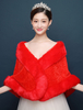 Red Wedding Wrap Schal Faux Pelz Jacke Winter Bridal Cover Ups