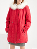Red Winter-Mantel-Frauen-Pelz-mit Kapuze Langarm Kordelzug Parka Coats