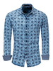 Regular Fit Denim Artwork Kariertes Herrenhemd in Blau
