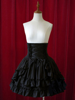 Reine schwarze hohe Taille Lolita kurzen Rock mit geschichteten Rüschen