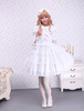 Reine weiße Lolita einteiliges Kleid Langarm geschichteten Lace Trim