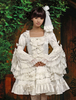 Reine weiße Lolita einteiliges Kleid lange Hime Ärmel Lace Trim Bögen