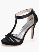 Reißverschluss offener Spitze Satin Abend und Braut Sandalen