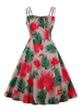 Retro Kleid 1950er Jahre Deep Apricot Blumendruck Offene Schulter Frau ärmelloses Bateau Neck Swing Kleid