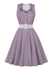 Retro Kleid 1950er Jahre Lavendel Polka Dot Frau Ärmelloses Schwingkleid