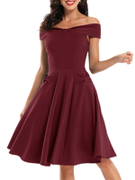 Retro Kleid 1950er Jahre Off The Shoulder Bows Swing Kleid