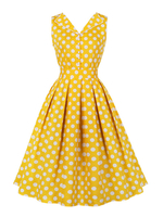 Retro Kleid 1950er Jahre ärmellose Frau Knielange Polka Dot Rockabilly Kleid