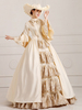 Retro Kostüme Champagner Besticktes Polyester Marie Antoinette Kostüm Set Kopfbedeckung Kleid Retro 18. Jahrhundert Kostüm
