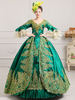 Retro Kostüme Grün Bestickt Polyester Party Prom Kleiderhut Retro Marie Antoinette Kostüm Set