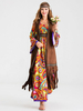 Retro Kostüme Orange Polyester Blumendruck Marie Antoinette Kostüm Weste Hippies Tunika 18. Jahrhundert Kostüm Komplettset