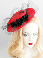 Retro Royal Hat Red Spider Tüll Frauen Vintage Kopfbedeckungen