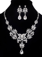Rhinestones-Schmucksache-gesetzte wulstige Tropfen-Ohrring-Frauen 2 Stück-Anweisung-Halsketten-Satz