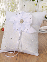 Ring Bearer Kissen Lace Perlen Bänder Hochzeit Kissen