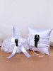 Ring Bearer Kissen Satin Stoff White Lace Rehearsal Dinner Hochzeit Kissen