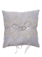 Ring Bearer Kissen Spitze White Satin Ribbons Hochzeit Kissen