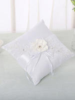 Ring Bearer Kissen weiße Spitze Blumen Band Hochzeit Kissen
