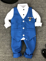Ring Bearer Outfit Jungen 2 Stück blaue Hosen und Weste