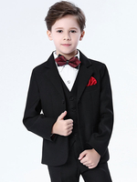 Ring Bearer Outfit Jungen Hochzeit Anzüge Schwarz Smoking Kinder Formelle Kleidung 5 Stück