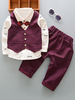 Ring Bearer Outfit Jungen Hochzeit Burgund Hosen Shirts Weste Kids Formal Wear 3 Stück