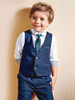 Ring Bearer Suit Jungen Outfit Blau Hosen Hemd Weste Fliege Kinder Formelle Kleidung