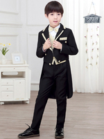 Ring Bearer Suits Jungen Schwarz 5 Stück Outfit Hochzeit Formelle Kleidung