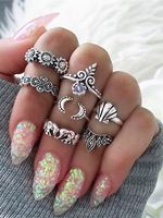 Ring für Kreuzfahrt Ring im schicken & modischen Style Metall Schicker 7 Stk Set