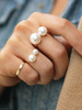 Ring mit vollbrillantschliff Beliebter Metall für Party in runder Form im schicken & modischen Style Kunstperle Ring