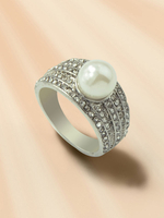 Ringe Silber Zink Legierung Strass Imitation Perle Frauen Schmuck
