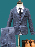 Ringträger-Anzüge Polyester-Baumwolle Langarm-Mantel Weste Hosen Burgunder Wedding Boy-Anzüge
