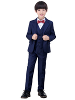 Ringträgeranzüge Polyester Baumwolle Langarm Mäntel Weste Hemdhose Tiefblaue formelle Partyanzüge