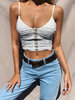 Ärmellose T-Shirts Weiße Knöpfe Träger Hals Polyester Frauen T-Shirt