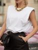 Ärmellose T-Shirts White Straps Neck Cotton Blend T-Shirt für Frauen