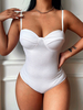 Ärmelloser Bodysuit mit schwarzen Trägern am Hals; sexy Polyester-Damenoberteil