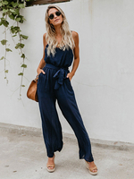 Ärmelloser Polyester-Sommeroverall mit schwarzen Trägern für Damen