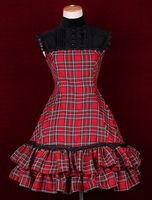 Ärmelloses Lolita Kleid mit Plaidmustern und Rüschen