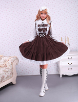 Ärmelloses Lolita Kleid mit weißen Spitzen und schönen Schleifen