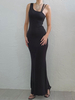 Ärmelloses Maxikleid Polyester Sexy asymmetrisches langes Kleid