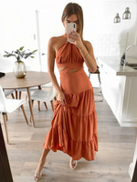 Ärmelloses Maxikleid Polyester Sexy bodenlanges Kleid