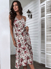 Ärmelloses Midikleid mit Blumenmuster und klassischem V-Ausschnitt