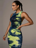 Ärmelloses Midikleid mit Tie-Dye-Juwelenausschnitt