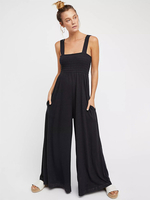Ärmelloses Polyester-Sommer-Einteiler-Outfit mit schwarzen Trägern am Hals
