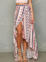 Rock 2021 Meistgekaufter mit Hellrosa und Streifen für Sommer Chiffon mit High-Low Design im Boho-Style für Beach Strand