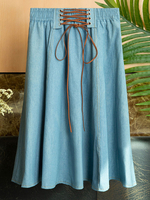 Rock für Damen Hellhimmelblau Schleifen Polyester Knielang Hohe Taille Sommerhose