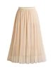 Rock für Frauen Aprikose Plissee Chiffon Mitte Kalb Länge Raised Taillen-Maxi Frauen Bottoms