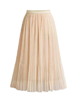 Rock für Frauen Aprikose Plissee Chiffon Mitte Kalb Länge Raised Taillen-Maxi Frauen Bottoms