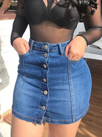 Rock für Frauen Blue Buttons Denim Short Bottoms