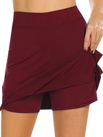 Rock für Frauen Burgund Polyester Short Irregular Casual Bottoms