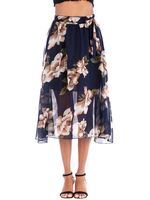 Rock für Frauen Dark Navy bedruckte Chiffon Herbst und Winter Frauen Bottoms