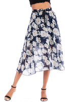 Rock für Frauen Dark Navy bedruckte Chiffon Herbst und Winter Frauen Bottoms